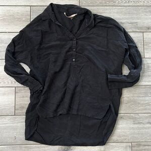 Zara black button up flowy blouse